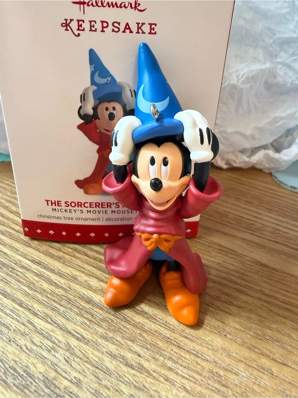 Hallmark Sorcerer Mickey Ornament in Blue Hat and Red Robe